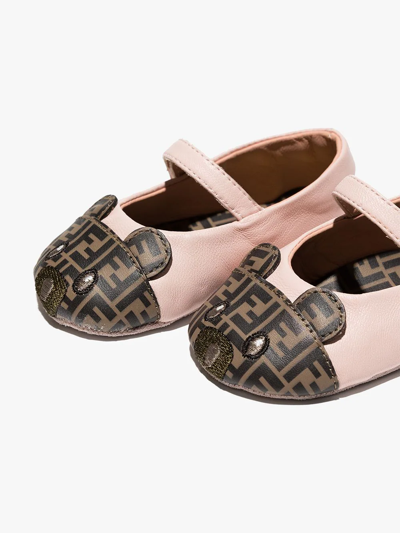 Shop Fendi Animal-toecap Leather Ballerina Shoes In Pink