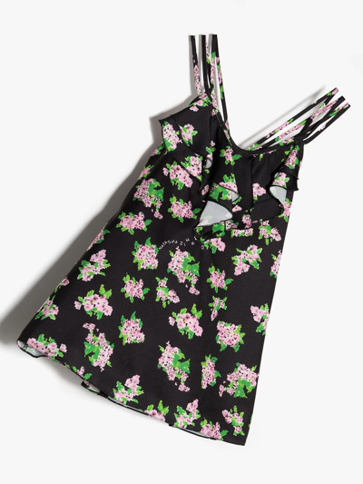 Shop Natasha Zinko Pixellated Floral Print Dress In Black