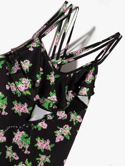 Natasha Zinko Pixellated Floral Print Dress In Black