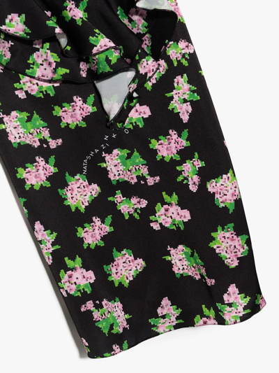 Natasha Zinko Pixellated Floral Print Dress In Black
