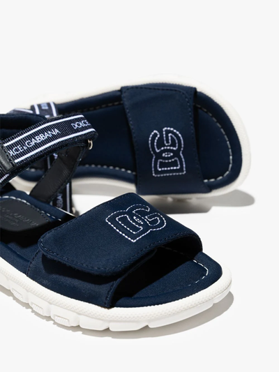 Dolce & Gabbana Logo-print Touch-strap Sandals In Blue