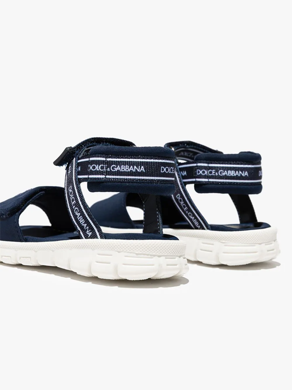 Balmain Kids logo-print touch-strap sandals - White