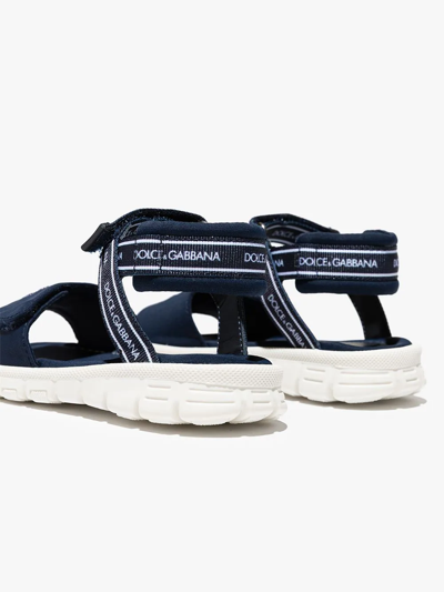 Shop Dolce & Gabbana Logo-print Touch-strap Sandals In Blue