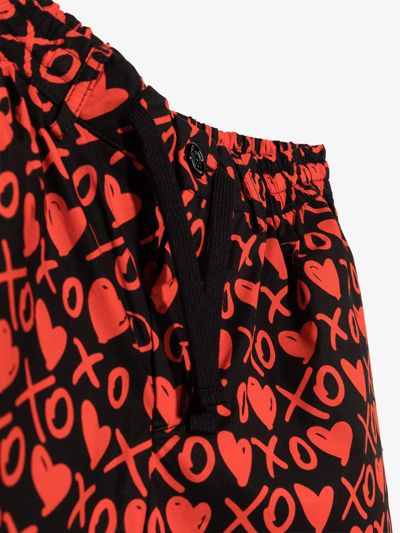 Shop Dolce & Gabbana Xo Print Drawstring Track Shorts In Black
