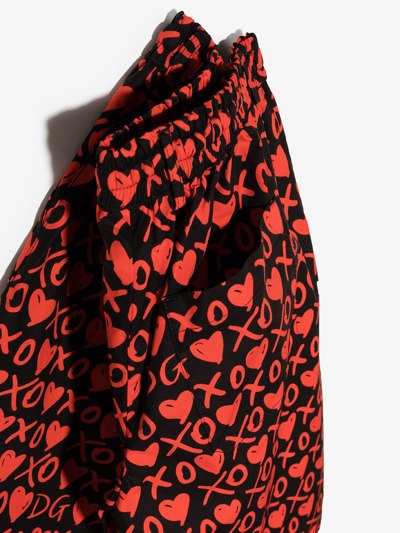 Shop Dolce & Gabbana Xo Print Drawstring Track Shorts In Black