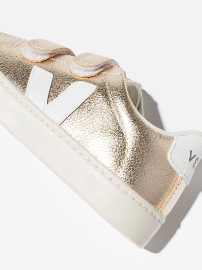 Shop Veja Esplar Touch-strap Sneakers In Gold