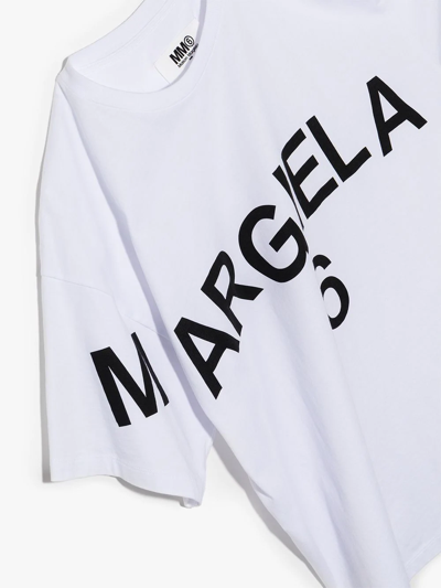 Shop Mm6 Maison Margiela Teen Slant-logo T-shirt In White