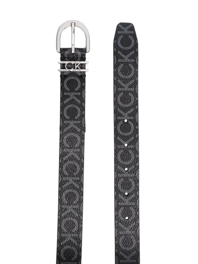 Shop Calvin Klein Must Loop Monogram-logo Belt In Black