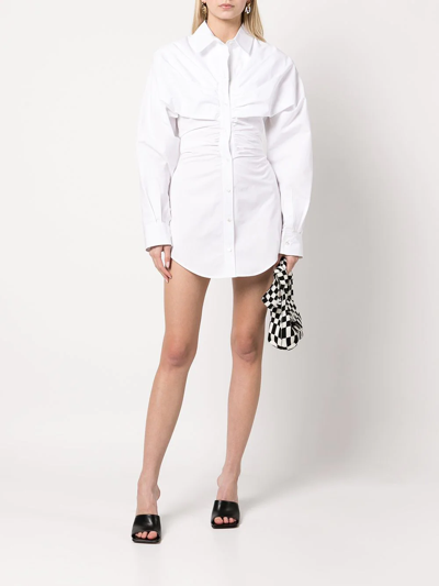 Shop Alexander Wang Ruched Hourglass Shirtdress In White