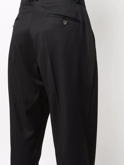Shop Balmain Cropped Tapered Trousers In Black