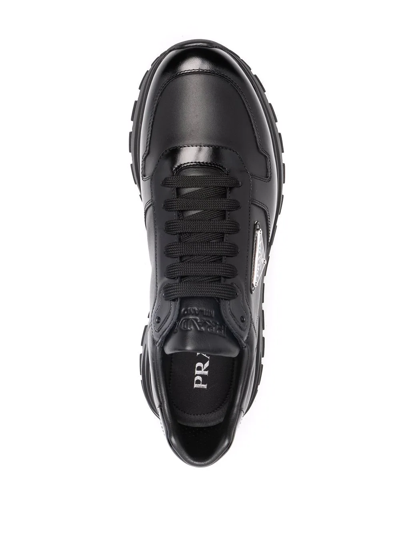 Shop Prada Logo-print Lace-up Sneakers In Black