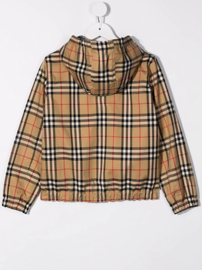 Shop Burberry Reversible Hooded Check-pattern Jacket In Blue