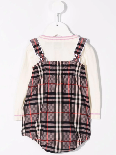 Shop Burberry Check-pattern Romper In Pink