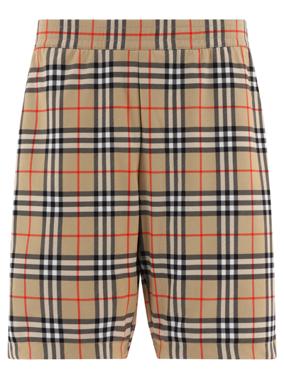 Shop Burberry "vintage Check" Shorts In Beige
