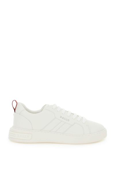 Shop Bally Sneakers Maxim In Pelle In Bianco