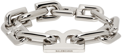 Shop Balenciaga Silver Thin B Chain Bracelet In 926 Shiny Silver