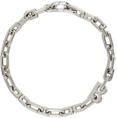 Shop Balenciaga Silver Thin B Chain Necklace In 926 Shiny Silver