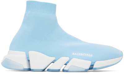 Balenciaga Men's Speed 2.0 Knit Sock Sneakers Blue | ModeSens