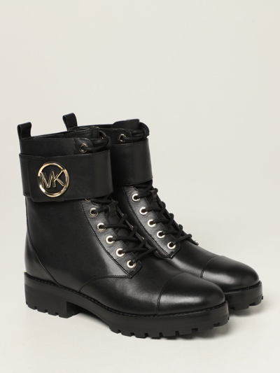 Shop Michael Michael Kors Flat Booties  Leather Ankle Boots In Black