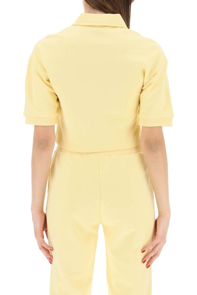 Shop Chiara Ferragni Cropped Fleece Polo Shirt In Sunlight (yellow)