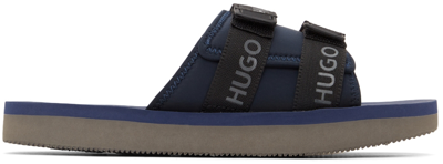 Shop Hugo Blue Jens Slides In 401 Dark Blue