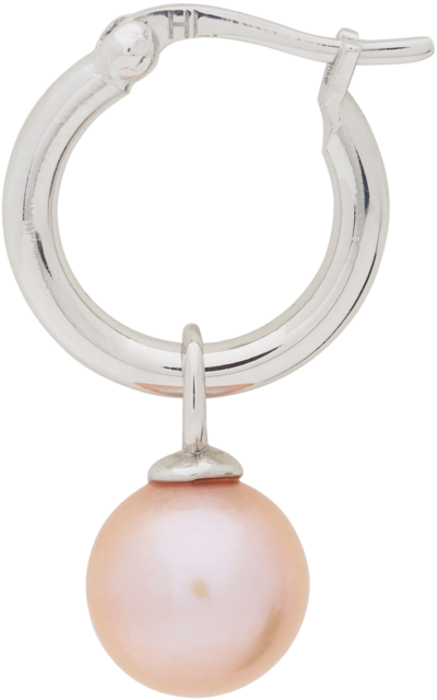 Shop Hatton Labs Ssense Exclusive Silver & Pink Pearl Single Earring