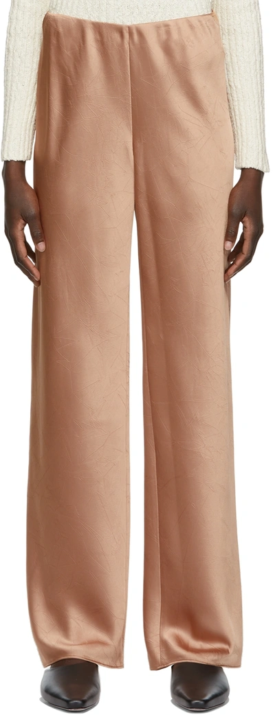 Shop Vince Tan Satin Bias Trousers In Terra Rose-698trr