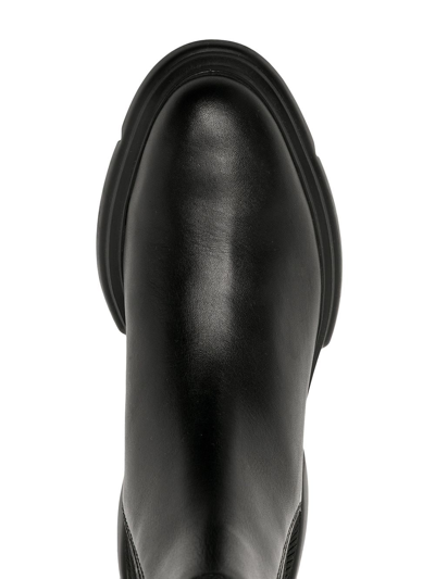 Shop Emporio Armani Leather Ankle Boots In Black