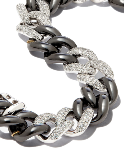 Shop Shay 18kt White Gold Essential Link Diamond And Ceramic Bracelet In White Gold Black Ceramic