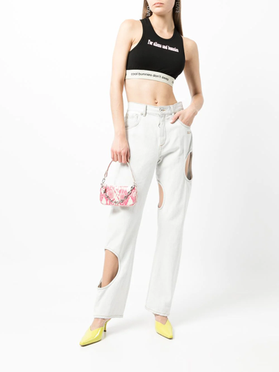 Shop Natasha Zinko Aliens And Bunnies Crop Top In Black