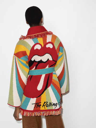 Shop Alanui Psychedelic Lips Icon Cardigan In Red