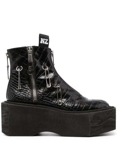 Shop Natasha Zinko Ring Flatform Boots In Black