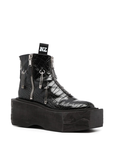 Natasha Zinko Ring Flatform Boots In Black