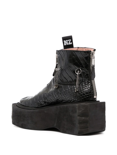 Natasha Zinko Ring Flatform Boots In Black