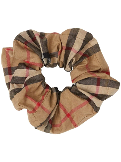 Shop Burberry Vintage Check Scrunchie In Brown