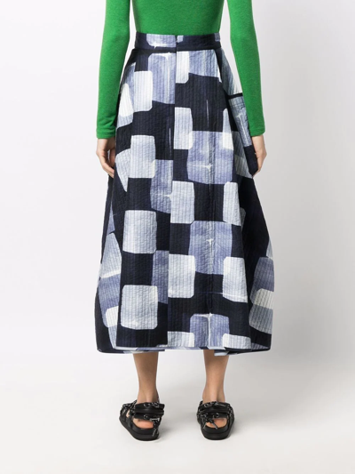 Shop Henrik Vibskov Quilted Block-print Skirt In Blue