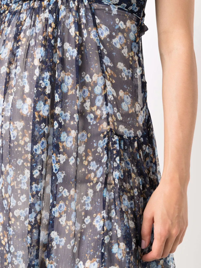 Dsquared2 Floral Silk Mini Dress In Blue
