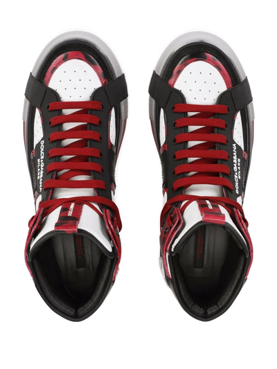 Dolce & Gabbana Men's Cheetah-print Clear-sole High-top Sneakers In Black