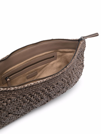 Shop Brunello Cucinelli Straw-woven Clutch Bag In Brown