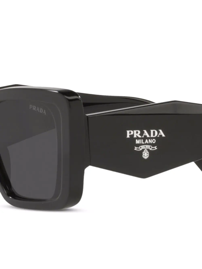 Shop Prada Square Frame Sunglasses In Black