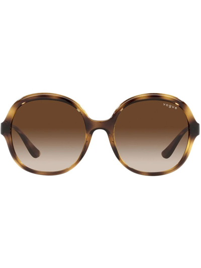 Shop Vogue Eyewear Tortoiseshell Round Frame Sunglasses In Brown