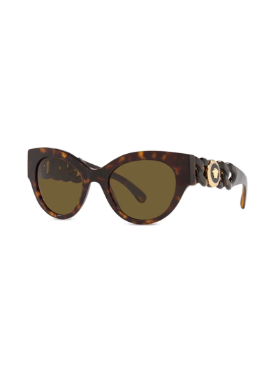 Shop Versace Tortoiseshell Cat-eye Sunglasses In Brown