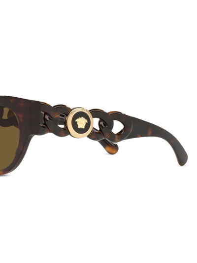 Shop Versace Tortoiseshell Cat-eye Sunglasses In Brown