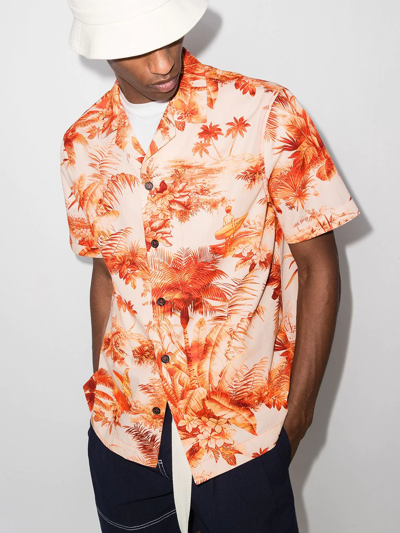 Shop Alanui Ho'okipa Toile Jouy Shirt In Orange