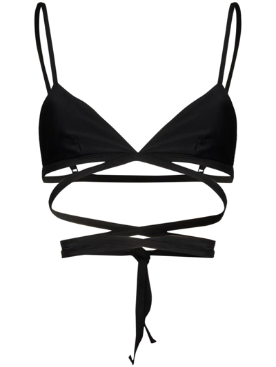 Shop Matteau Wrap-tie Bikini Top In Black