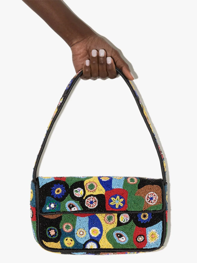 Staud Tommy Beaded Shoulder Bag In Black