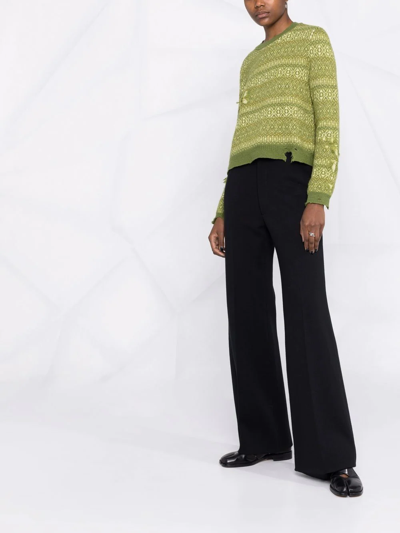 Maison Margiela Fair Isle Distressed-finish Jumper In Green