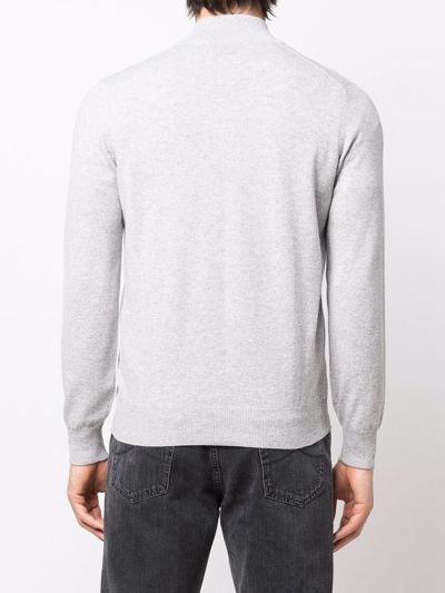 Shop Brunello Cucinelli Zip-up Cashmere Jumper In Grey