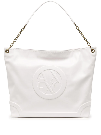 Armani Exchange Logo-embossed Leather Shoulder Bag In White | ModeSens