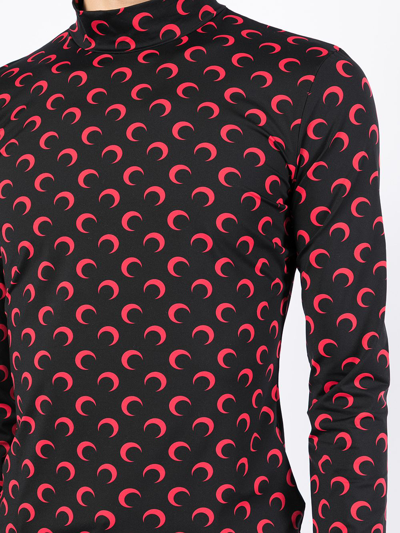 Shop Marine Serre Crescent Moon-print Top In Black